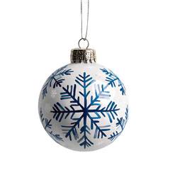 A beautifully designed blue and white ornament featuring intricate snowflake patterns, perfect for holiday decorations.