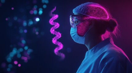 Naklejka premium Exploring DNA Insights: Genetic Counseling Session with 3D DNA Results Analysis Illustration