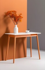 Ultra-realistic product photography of a simple, clean, modern Ikea desk.