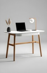 Ultra-realistic product photography of a simple, clean, modern Ikea desk.