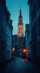 Night View On Bruges. Bergen. Norway