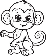 Obraz premium A monkey line art coloring book illustration for kids