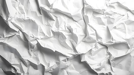 Obraz premium Crumpled white paper texture with varied depth and shadowing.