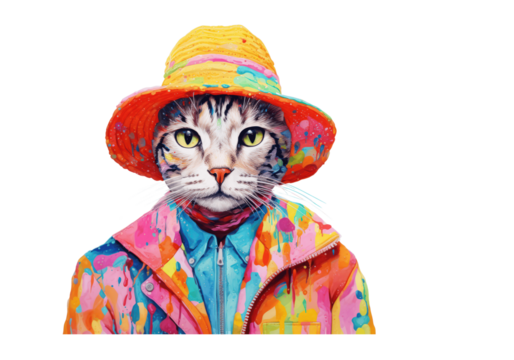 When your cat has better fashion sense than you! Check out this purr-fectly dressed kitty in a colorful hat and jacket