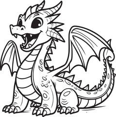 A dragon line art coloring book illustration for kids
