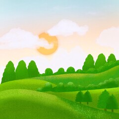 Obraz premium Backgroung Illustration Clipart Natural view park