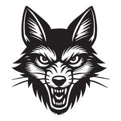 Fototapeta premium Jackal Face Outline Design, Jackal Head Clipart, Cute Jackal illustration in black and white