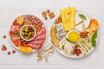 A selection of various cheeses and meats