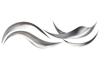 Silver Stream of Abstract Curves on White Background on a White or Clear Surface PNG Transparent Background.