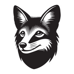 Fototapeta premium Jackal Face Outline Design, Jackal Head Clipart, Cute Jackal illustration in black and white