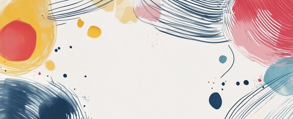 Abstract Watercolor Painting with Circles and Lines