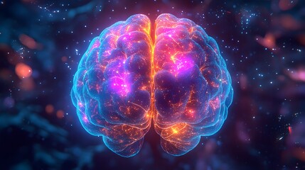 A vibrant 3D brain 
