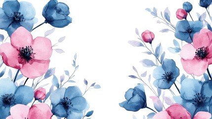 Beautiful seamless floral water color pattern Set, watercolor wild flowers, leaves and grass,Collection botanic garden elements. Vector isolated illustration in rustic or vintage style,copy space.