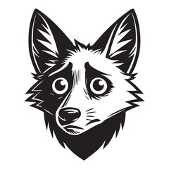 Fototapeta premium Jackal Face Outline Design, Jackal Head Clipart, Cute Jackal illustration in black and white