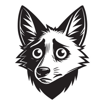 recommend clip art: Jackal Face Outline Design,  Jackal Head Clipart,  Cute Jackal illustration in black and white
