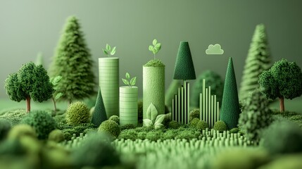 Energy town analysis 3D illustration