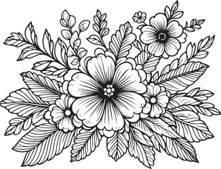 A flower line art coloring book illustration