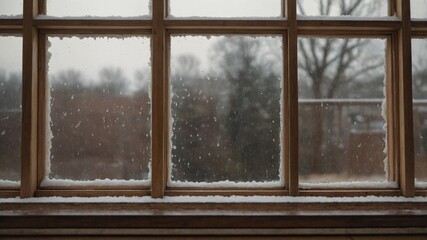 Fototapeta premium Frames Window Wooden in Putty Seal Weather Replacing.