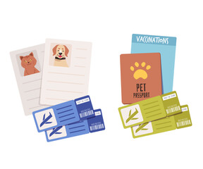 Vector illustration a package of documents for the transportation of pets on a white background