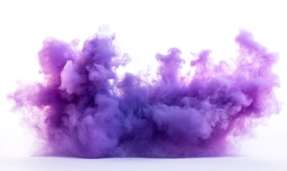 Fototapeta premium Purple explosion smoke isolated on white background -, Generative AI