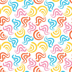 Colorful abstract doodle shapes seamless pattern design