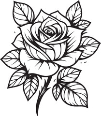 A rose line art coloring book illustration