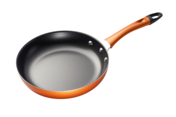 A Copper-Colored Skillet Ready For Culinary Creations on a White or Clear Surface PNG Transparent Background.