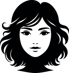 beautiful girl face silhouette isolated design on white background