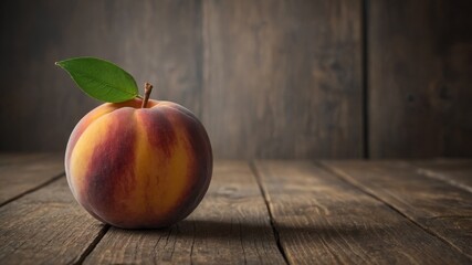 image space copy with surface wooden on resting peach Ripe.