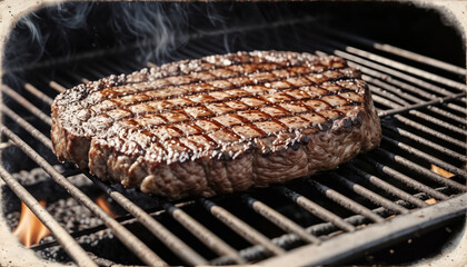 Cooking steak on the grill