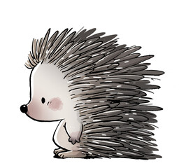 Funny little grey hedgehog