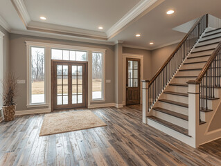 Modern Farmhouse Foyer with Gray LVP Flooring
