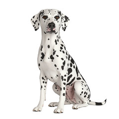 3D Illustration of Dignified dalmatian sitting on transparent background