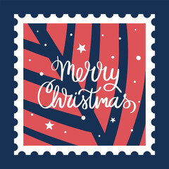 Cozy Christmas postage stamp with 