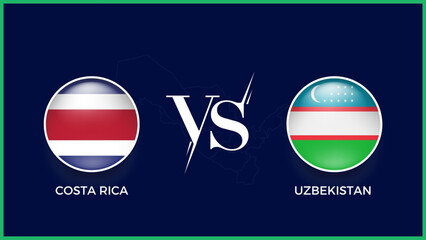 costa rica vs uzbekistan broadcast template for sports FIFA Futsal World 2024. vector illustration