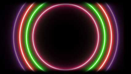 Glowing gradient color radio waves animated. Neon radio waves signal.