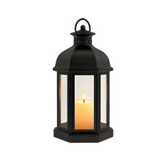 Elegant black lantern with a warm candle glow, perfect for creating cozy atmospheres in homes and gardens.