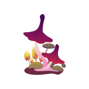 recommend clip art: A fantastic glade of glowing magic mushrooms.