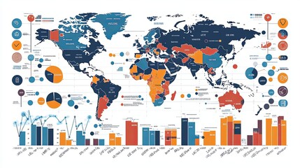 world map with graphs