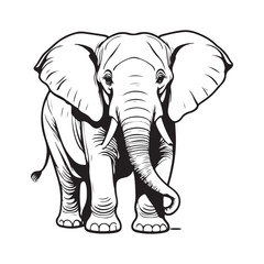 line art Elephant on white background. sketch style. Vector graphic icon animal.