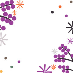 Cute Halloween flower frame, Halloween floral square