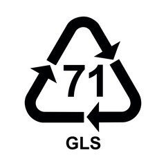 Glass recycling symbol 71 GLS, Glass recycling code 71 GLS, vector illustration.cdr