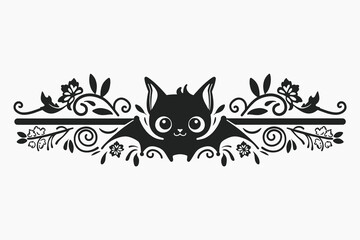 Cute bat floral design