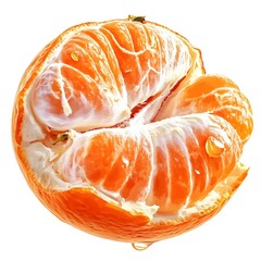 Peeled clementine fruit with visible segments arranged in a clean white background with a watercolor style digital rendering  Healthy natural and minimalist food