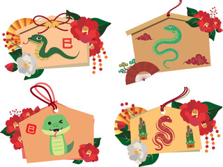 2025年の年賀状　巳年イラスト素材
