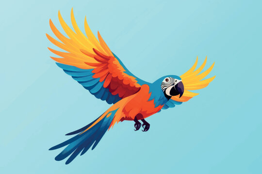 Colorful parrot in flight
