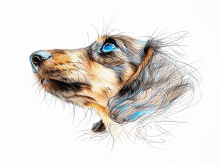 Naklejka premium A beautifully illustrated portrait of a dog, showcasing its soulful eyes and expressive features, perfect for pet lovers.