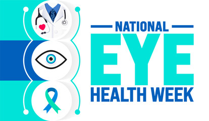 National Eye Health Week is observed every year in September. Holiday concept. Template for background, banner, card, poster, placard, design template with unique shapes with standard color.