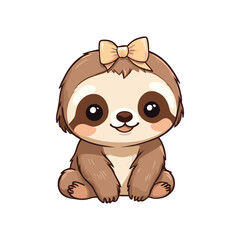 Cute Sloth with a Pink Bow and Cheerful Expression