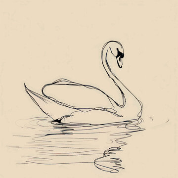 recommend clip art: Elegant swan line art sketch